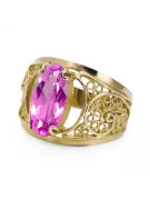 14K жълто злато Аметист Пръстен Винтидж крафт vrc057y